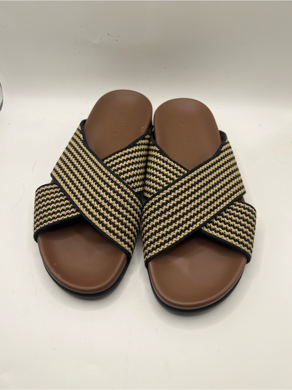 Rothy's Women’s Crisscross Raffia Sandals - Tan & Black